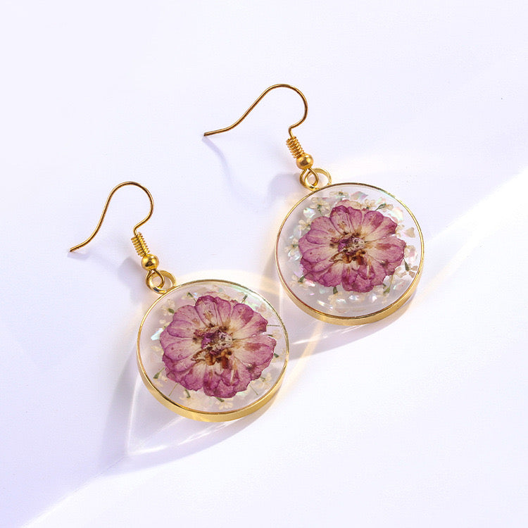 Real Flower in Resin Earrings for Women