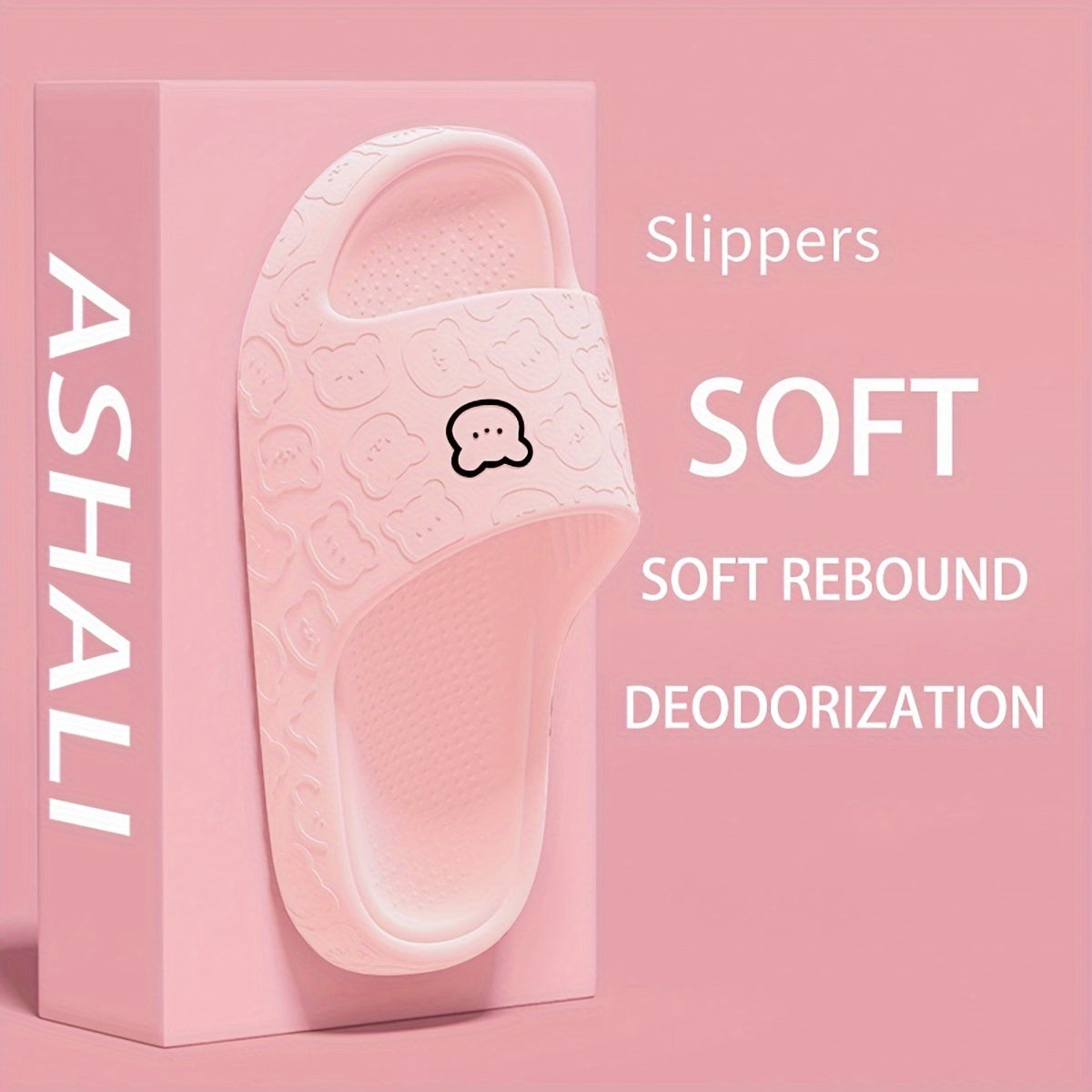 ASHALI Cute Bear Breathable Men'S Soft Slippers, All-Season Indoor Home Use for Couples, Bathroom Slippers