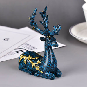 3.8'' Dark Blue Deer Crystal Ball Holder Resin Room Decor Sphere Stand Holder