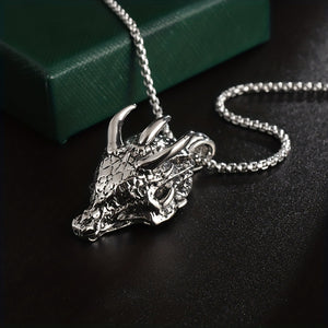 Men Fashion Vintage Dragon Head Pendant Necklace Hip Hop Rock Guard Party Amulet Jewelry Gift