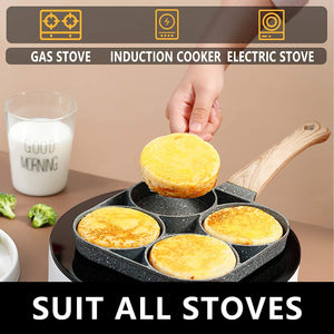 1pc Egg & Hamburger Frying Pan, Non-Stick Egg Pancake Maker With Wooden Handle For Induction Cooker And Gas Stove - Perfect For Eggs, Burger