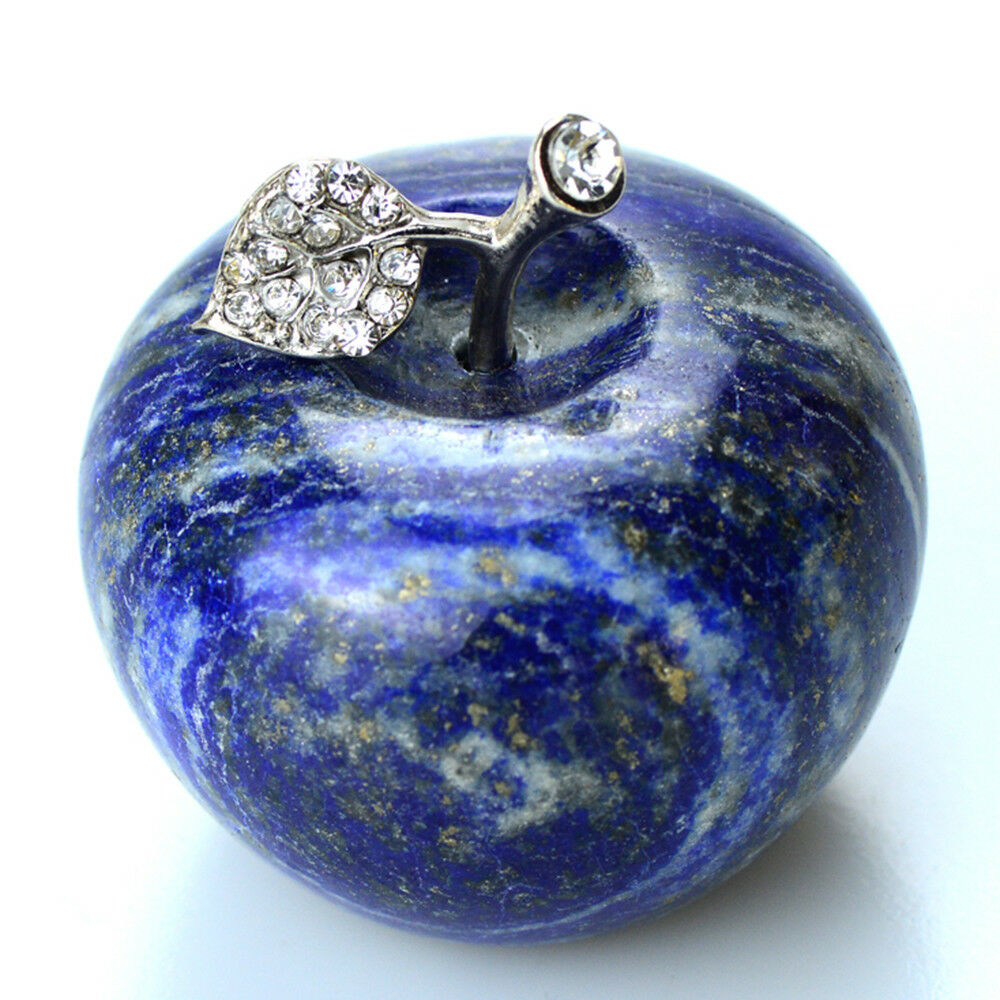 1.8'' Lapis Lazuli Natural Crystal Apple Figurine Carved Gift Gem Paperweight