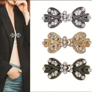 1pc, With Clip New Rhinestone Sweater Clip Alloy Cloak Buckle Collar Clip Silk Scarf Buckle Women's Waist Fixed Brooch, Embroidery Applique