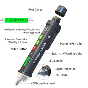 1pc ZOYI ZT-DB03 VoltageTester With Thermometer, Non-Contact Voltage Tester, Multi-Range Test Pen, Live/Empty Tester ,Electric Tester With T