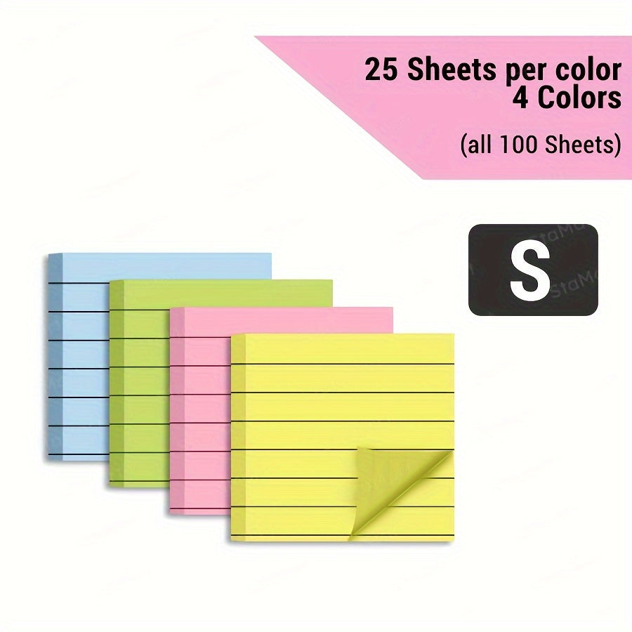 Color-Coded 100-Sheet Sticky Note Pads - Oblong, Portable Memo Blocks for Office, School, Home