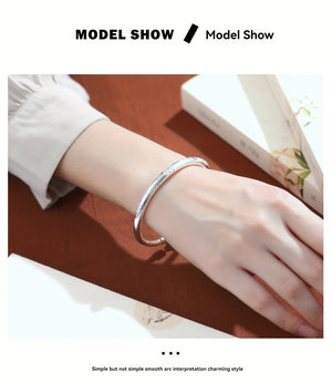 Simple Tribal Style S999 Sterling Silver Bracelet, Unplated - 999 Pure Silver Jewelry, Suitable for Women's Daily Wear & Gift Giving, Ideal