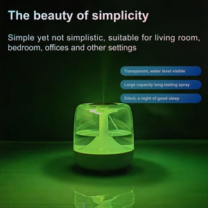 Quiet USB-Powered Home Humidifier with Seven-Color Night Light, Dual Mist Levels, Visible Water Level, 26dB Noise, Long-Lasting 24-Hour Oper
