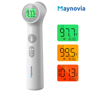 [Maynovia Thermometer] Maynovia Digital Thermometer | Accurate & Fast 1-Second Fever Detection With Alarm, Easy-to-Read LCD Display, Battery Operated - Ideal For Healthcare, All-Ages No-Touch Thermometer For Fever