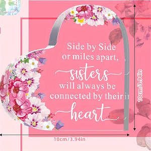 1pc, Sisters Acrylic Heart Keepsake Plaque - Inspiring Gift for Sisters, Sister-in-Law, and Miles Apart Sisters - Perfect for Birthdays, Weddings, and More (Floral Design)