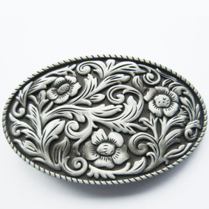 Western Men Zinc alloy Leather Belt Buckle Cowboy Cowgirl Flower Oval Pattern US Local Shipping