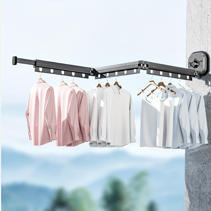Versatile Suction Cup Clothes Rack - Extendable, Foldable & Detachable for Easy Storage - Strong Vacuum Grip, No-Drill Installation - Perfec