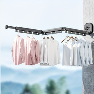 Versatile Suction Cup Clothes Rack - Extendable, Foldable & Detachable for Easy Storage - Strong Vacuum Grip, No-Drill Installation - Perfec