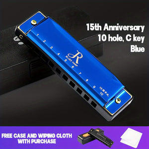 Professional Blues Harmonica 10 Holes C Key Blues Harp With Hard Case Perfect For Beginners Students Adults Professionals As Gifts