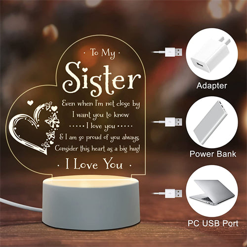 1pc 3D Creative Lamp, Sister Gifts To My Sister Night Light, Sisters Gifts From Sister Brother, Birthday Gifts For Sister, Graduation Christmas Night Lamp Present