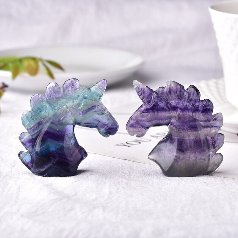 1PC Natural Crystal Fluorite Unicorn Reikit Quartz  Healing Stone Home Decoration Fengshui Meditation Stone Collection DIY Gift