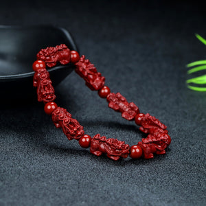 Natural Cinnabar Bracelet Pixiu Bracelet Ethnic Bracelet Good Luck Bracelet