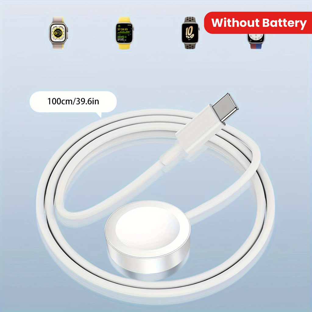 3.3ft Magnetic USB-C Fast Charging Cable for Apple Watch Series 2-9, Durable ABS & TPE, Scratch-Resistant, Efficient Heat Dissipation, Watch Series Compatibility|Compact USB Cable|Durable Abs Material