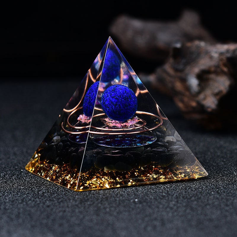 2.36‘’ Orgone Pyramid Lapis Sphere Gift Quartz Healing Meditation Crystal Hand Made Home Decoration Collection