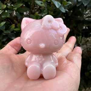 Hand Carved Pink Opal Hello Kitty Crystal Hello Kitty