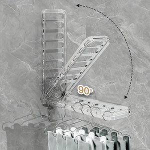 Space-Saving Foldable Clothes Drying Rack with Suction Cups - No-Drill, Invisible Travel Hanger for Balcony & Home Storage, Durable Plastic,