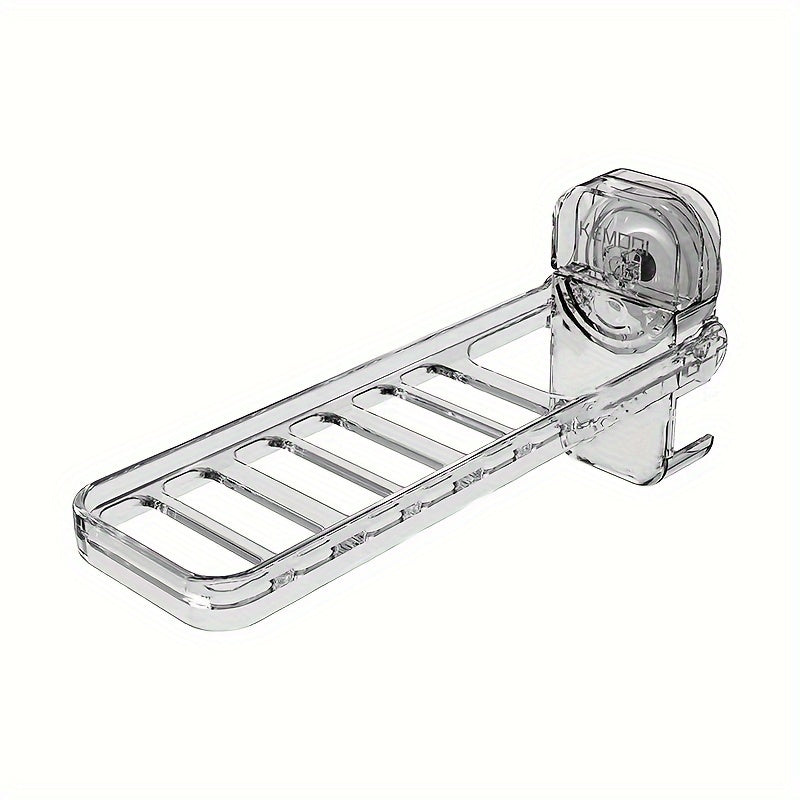 Space-Saving Foldable Clothes Drying Rack with Suction Cups - No-Drill, Invisible Travel Hanger for Balcony & Home Storage, Durable Plastic,