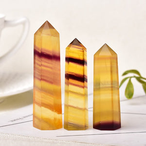 1PC natural yellow Fluorite Crystal Point mineral decoration healing Obelisk stick home decoration study decoration DIY gift