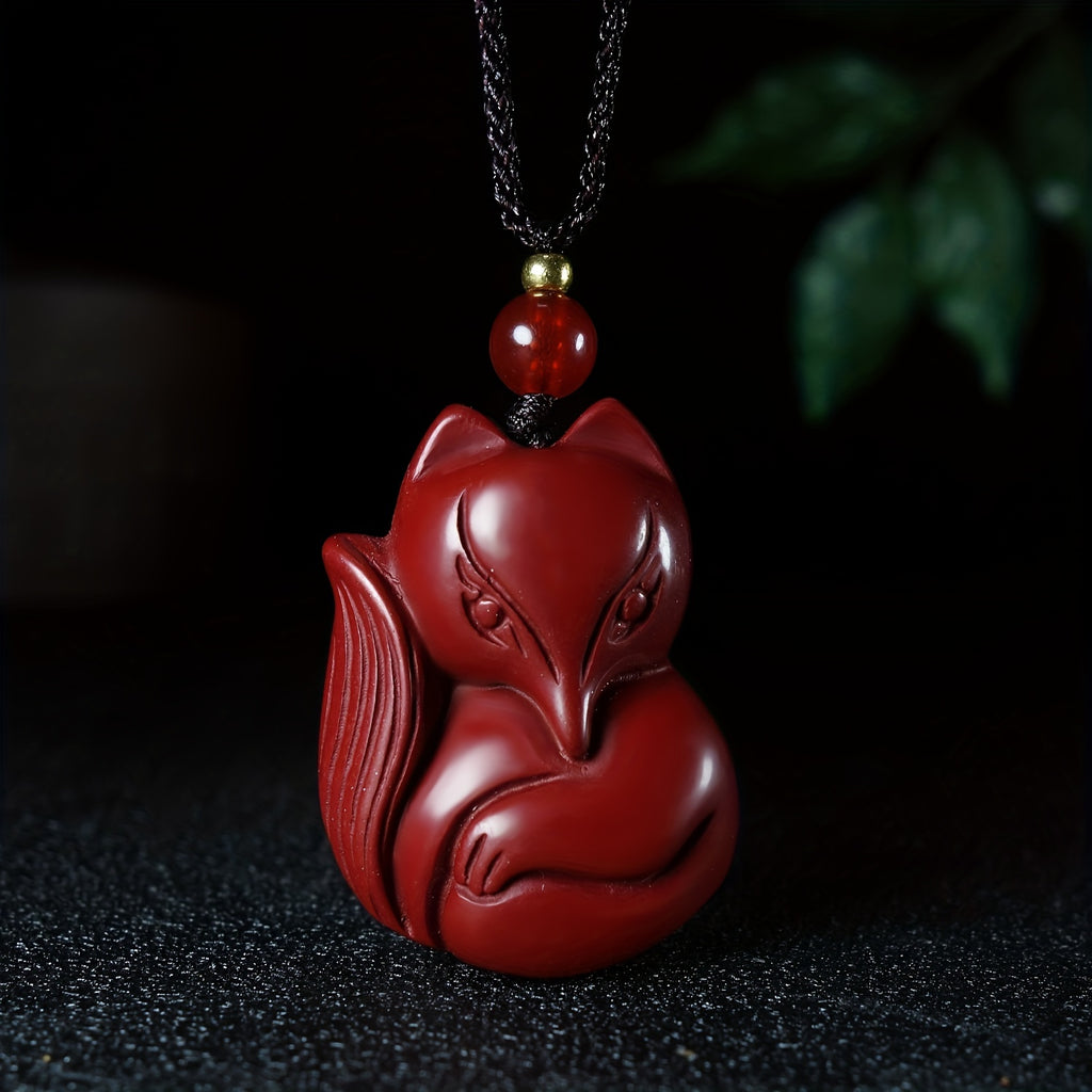 1pc Natural Cinnabar Fox Pendant For Men And Women To Ward Off Evil And Transfer Love Career Bless Pendant