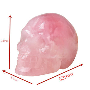 2 inch Natural Rose Quartz Handmade Carved Skull Crafts Figurine Crystal Healing Home Decor Ornament Polished Art Collectible