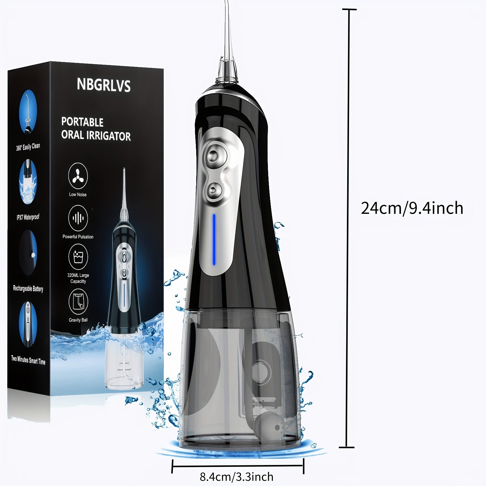 NBGRLVS Water Flosser for Teeth Cleaning, 6 Modes 6 Tips And Storage Case Water Dental Flossers Cordless 10.82oz Rechargeable Portable Oral Cleaning Teeth And Gums Protection