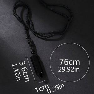 1pc Natural Crystal Hexagonal Cone Obsidian Pendant Necklace