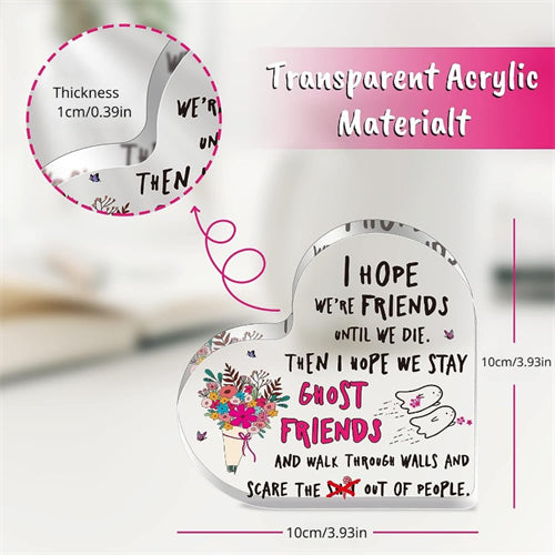 1pc, Best Friend Birthday Gifts For Women, Friendship Gifts For Women Friends, Long Distance Friendship Gift For Female Friend BFF Bestie Sister, Funny Heart Acrylic Plaque Gifts