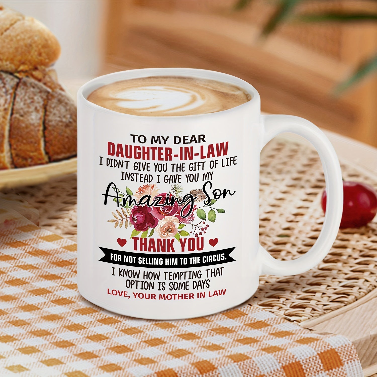 1pc, Daughter In Law Gift Coffee Mug, To My Dear Daughter In Law I Gave You My Amazing Son 11oz Ceramic Coffee Mug, Funny Mug, Daughter In L