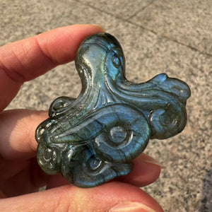 Laboradorite Carving Angel Wings Octopus Crystal Figurine Crystal Gift Crystal Decorations Crystal Healing