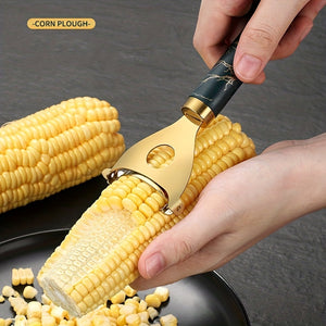 1pc, Corn Planer, Corn Stripper, Stainless Steel Corn Cob Stripper, Household Corn Peeler, Reusable Corn Thresher, Creative Corn Stripper, M