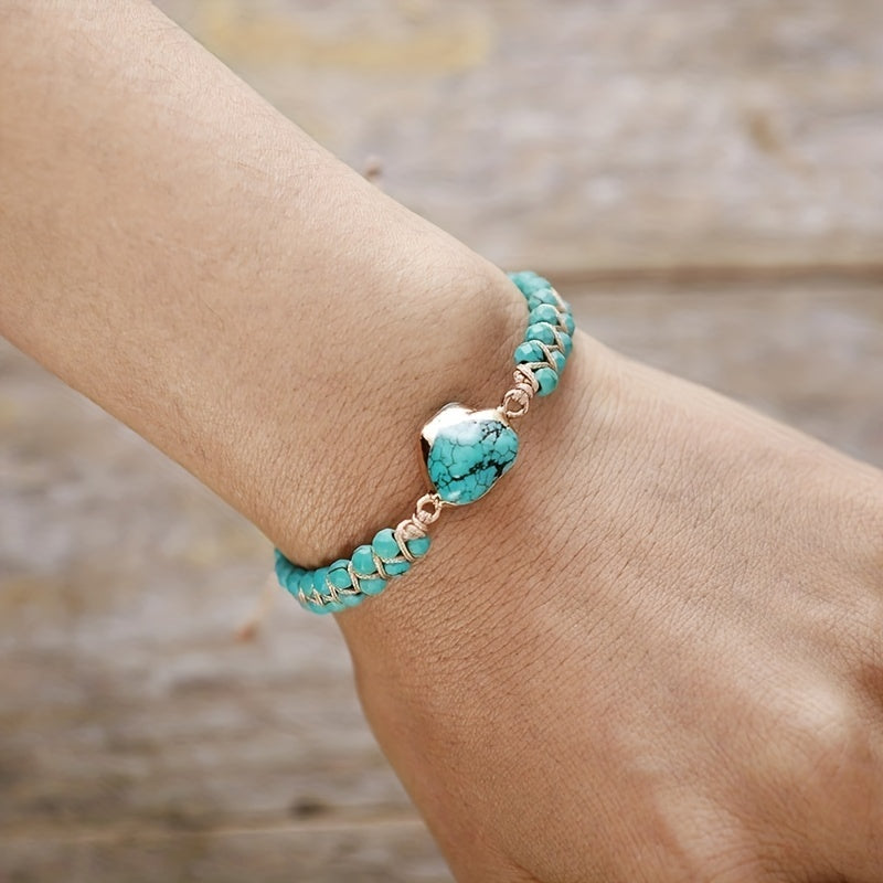 New Trendy Irregular Turquoise Bracelet, Holiday Gift For Boyfriends / Girlfriends