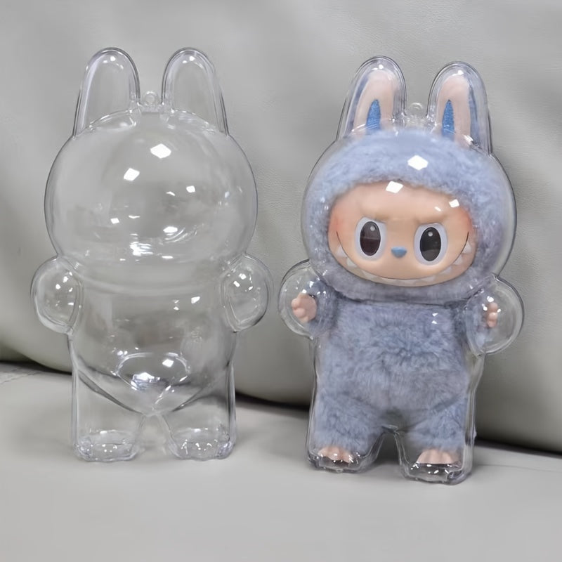 Labubu Transparent Acrylic Display Case, Dust-Proof Collectible Storage Box with Chain, Ideal for Ages 16+, Bag Decoration, Christmas & New Year Gift, First & Second Generation Protective Case - Under 27" & 3.2 Cu Ft