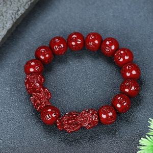 1pc Natural Emperor Purple Cinnabar Bracelet Six-character Mantra Exorcising Evil And Attracting Wealth Good Luck Pendant Auspicious Beast B