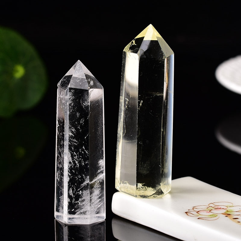 1PC Natural Crystal Transparency Quartz Point Healing Stone Hexagonal PrismsObelisk Wand Treatment Stone Home Decor