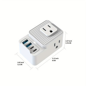 1pc 7-in-1 Multifunctional Power Strip, Compact Flush Mount Outlet Extender with 3 AC Outlets, 2 USB-A & 2 USB-C Ports, Non-Waterproof, 110V-130V US Plug for Smartphones, Tablets, Computers - Travel & Home Office Essentials