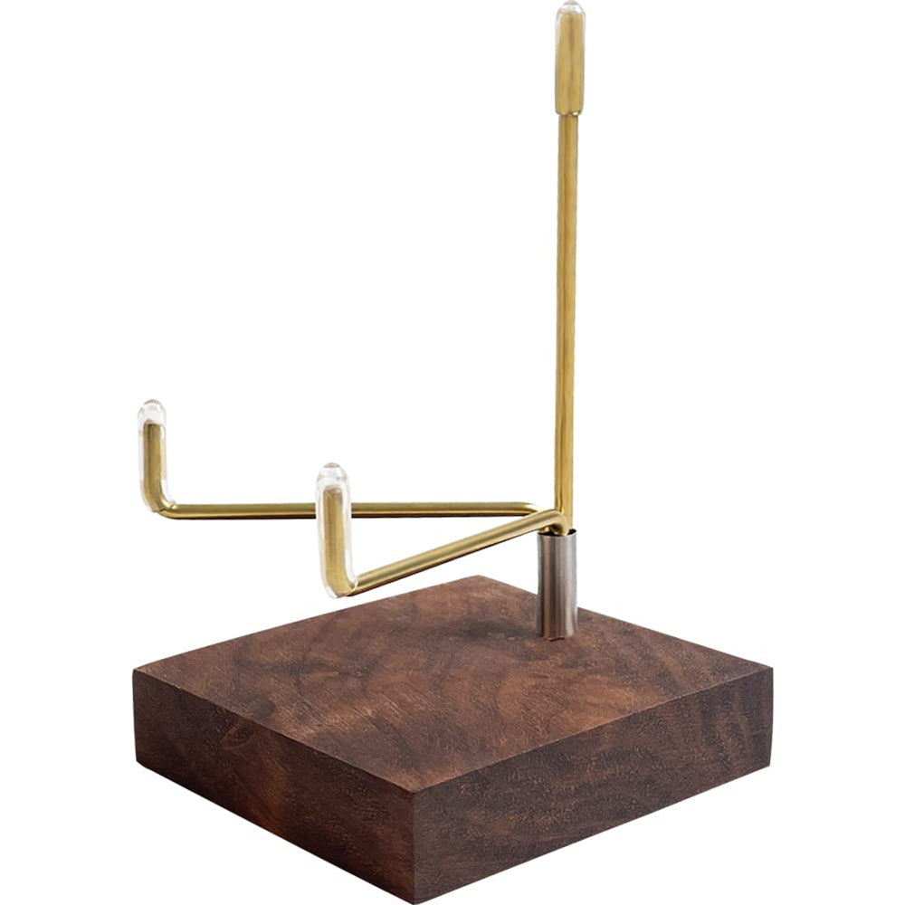 A.B Crew Adjustable Brass Crystal Display Stand with Wooden Base Rock Display Holder Mineral Display Easel Metal Display Frame for Geodes Fossils Stones Spheres Agate