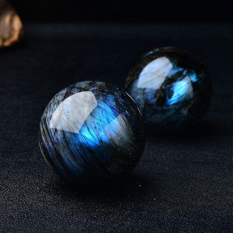 Strong Blue Flash Labradorite Crystal Sphere Reiki Healing Meditation with Stand