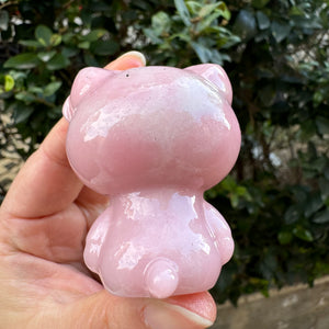 Hand Carved Pink Opal Hello Kitty Crystal Hello Kitty