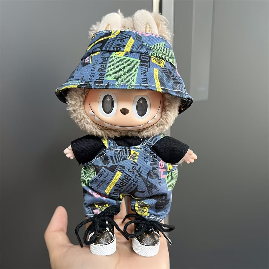 17cm doll clothes in various colors, suspenders and pants suits, DIY doll accessories suitable for Labubu dolls