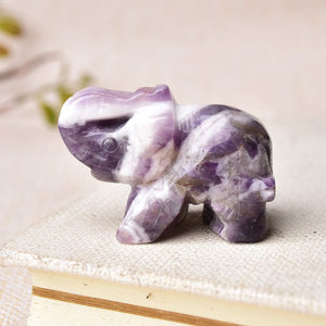 1PC Natural Crystal Dream Amethys Elephant Amethyst Animals Figurine Stone Crafts Small Decoration Home Decor Christmas Present