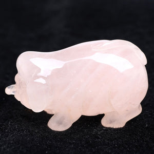 2.56 inch Height Natural Rose Quartz Pig Pet Figurines Crystal Healing Reiki