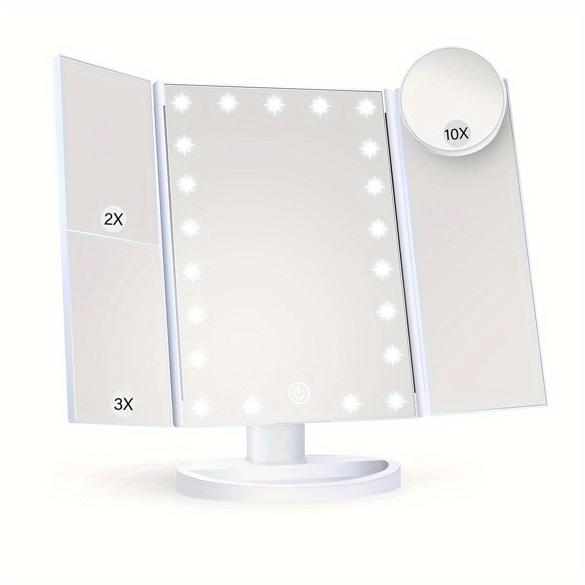 Wedding Season Makeup Mirror, Makeup Table with Lighted Makeup Mirror, 2X 3X 10X Magnification, Touch Screen, Triple Foldable Makeup Mirror,