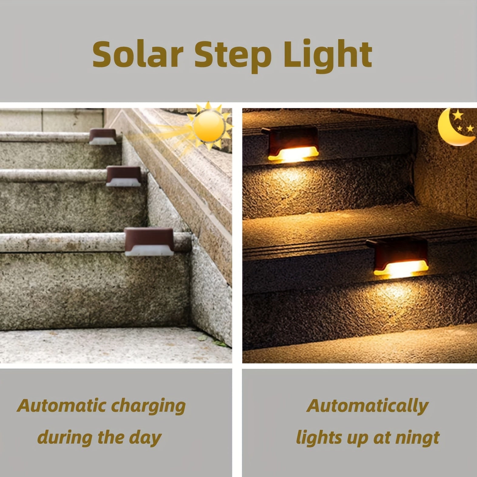 8-Pack Solar Step Lights – Weatherproof & Solar-Powered with Automatic Light Sensor for Stairs, Paths, and Patio Areas