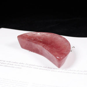 1pcs  Natural Strawberry Quartz  Moon Shape Crystal Bowl Hand Carved Rough Stone Healing Gemstone Home Decor