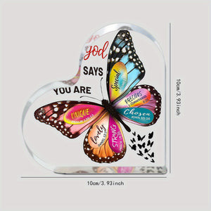 1pc, Christian Gifts For Women Faith Inspirational Gifts For Mom, Acrylic Religious Desk Decor Bible Verse Gift Butterfly Scripture Gifts, Motivational Gift For Mother Sister Friends, Halloween gifts, Thanksgiving gifts, Christmas gifts
