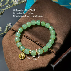 Trendy Classic Natural Jade Barrel Bead Bracelet For Men, Holiday Birthday Gift For Boyfriends / Girlfriends